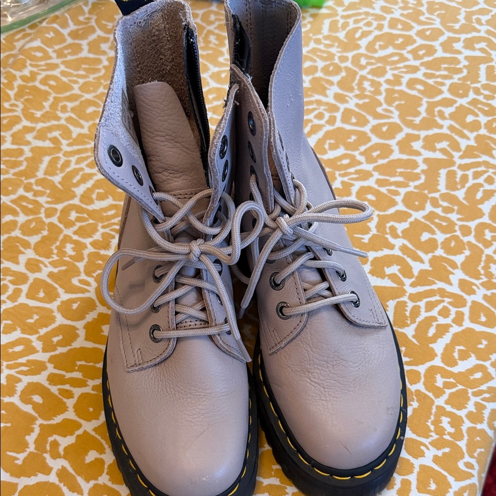 Dr. Martens Gray Lace-Up Combat Boots